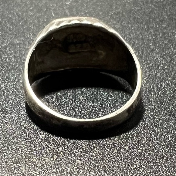 Vintage Sterling Silver Signet Onyx Ring Size 5 Marked ND 925 Carved Striped - Picture 5 of 6